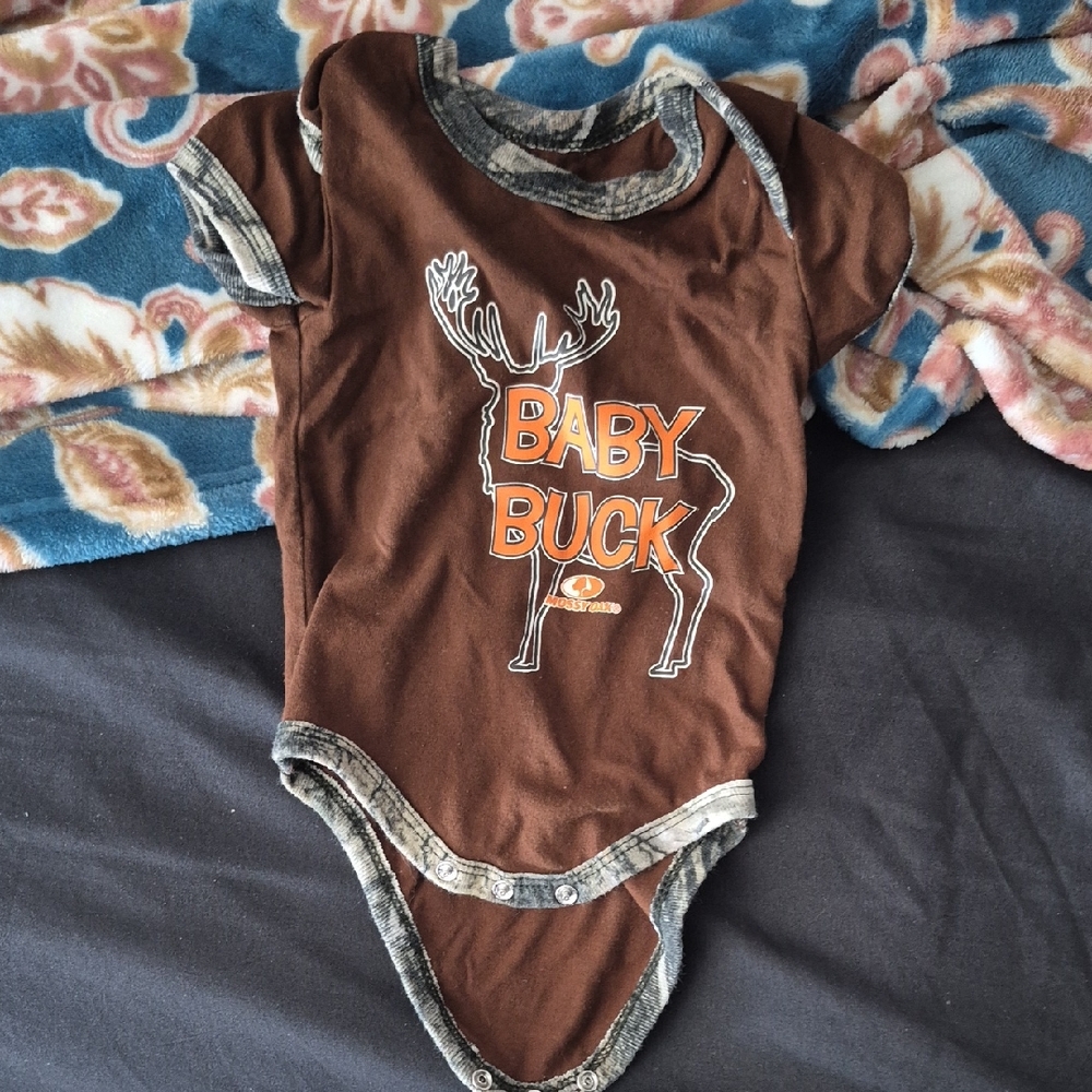 Mossy Oak Baby Buck Brown and Orange Bodysuit